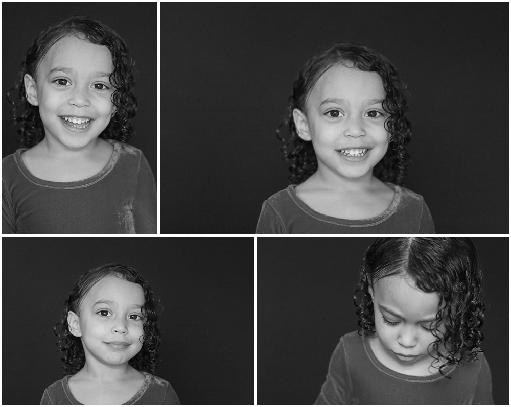 classic school portrait of girl collage of 4 photos