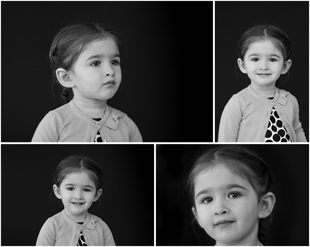 classic portrait of girl collage of 4 photos