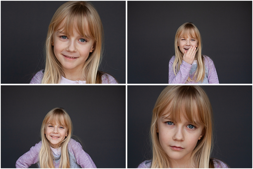 4 photo collage of school portraits of young girl