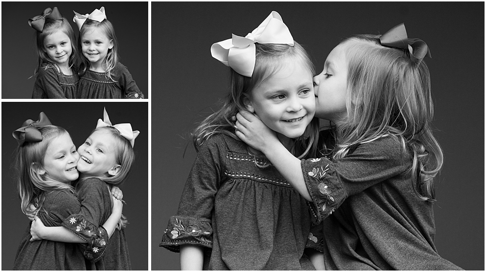 classic school portrait of twin girls collage of 3 photos