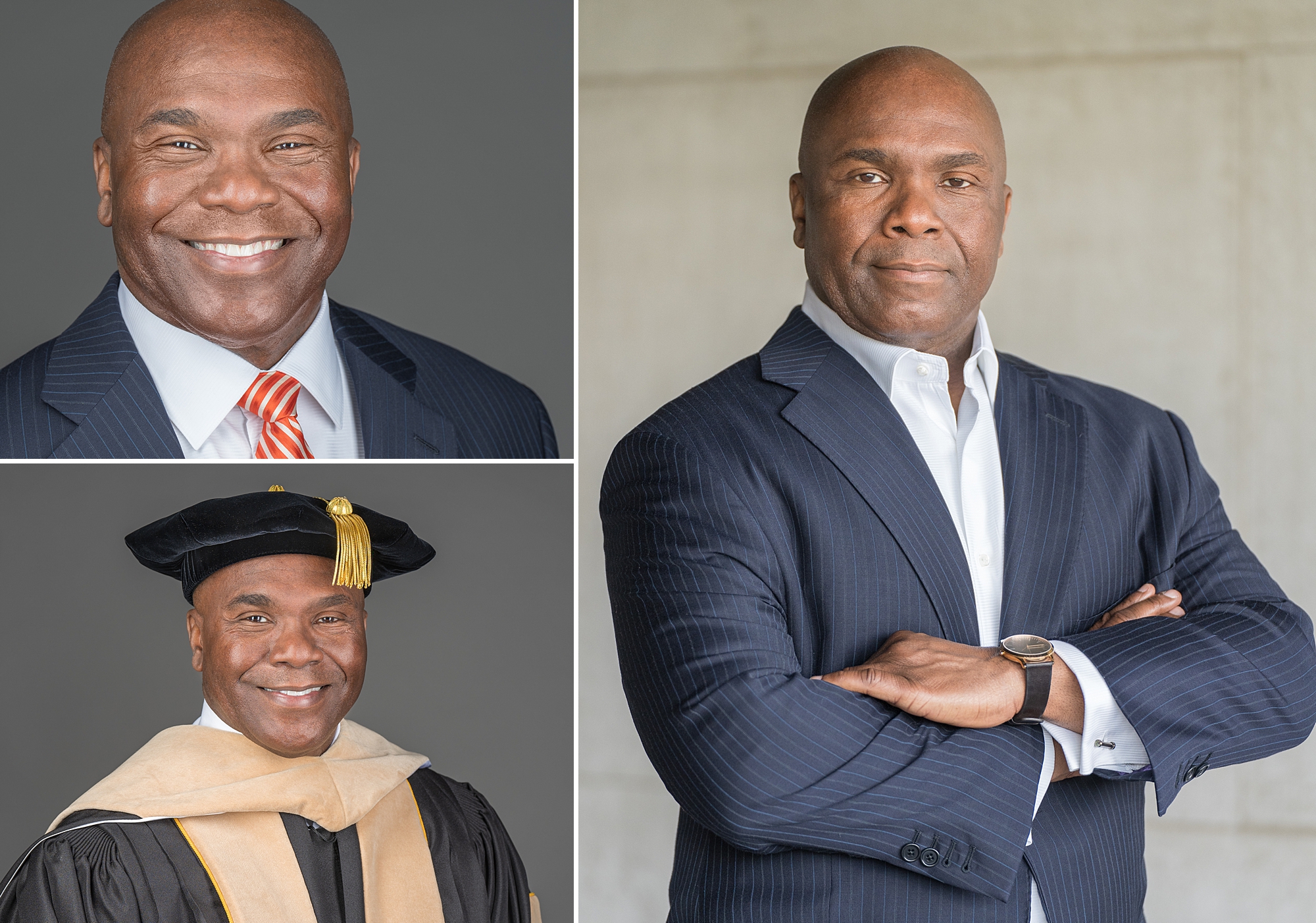 3 image collage of man for headshots and branding